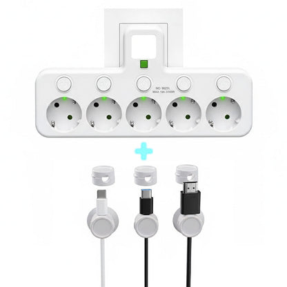 🔌EU-Stecker-Wandler-Steckdose mit 4 Steckdosen, Multi-Port-Wanddose mit unabhängigem Schalter und kleinem Nachtlichtadapter
