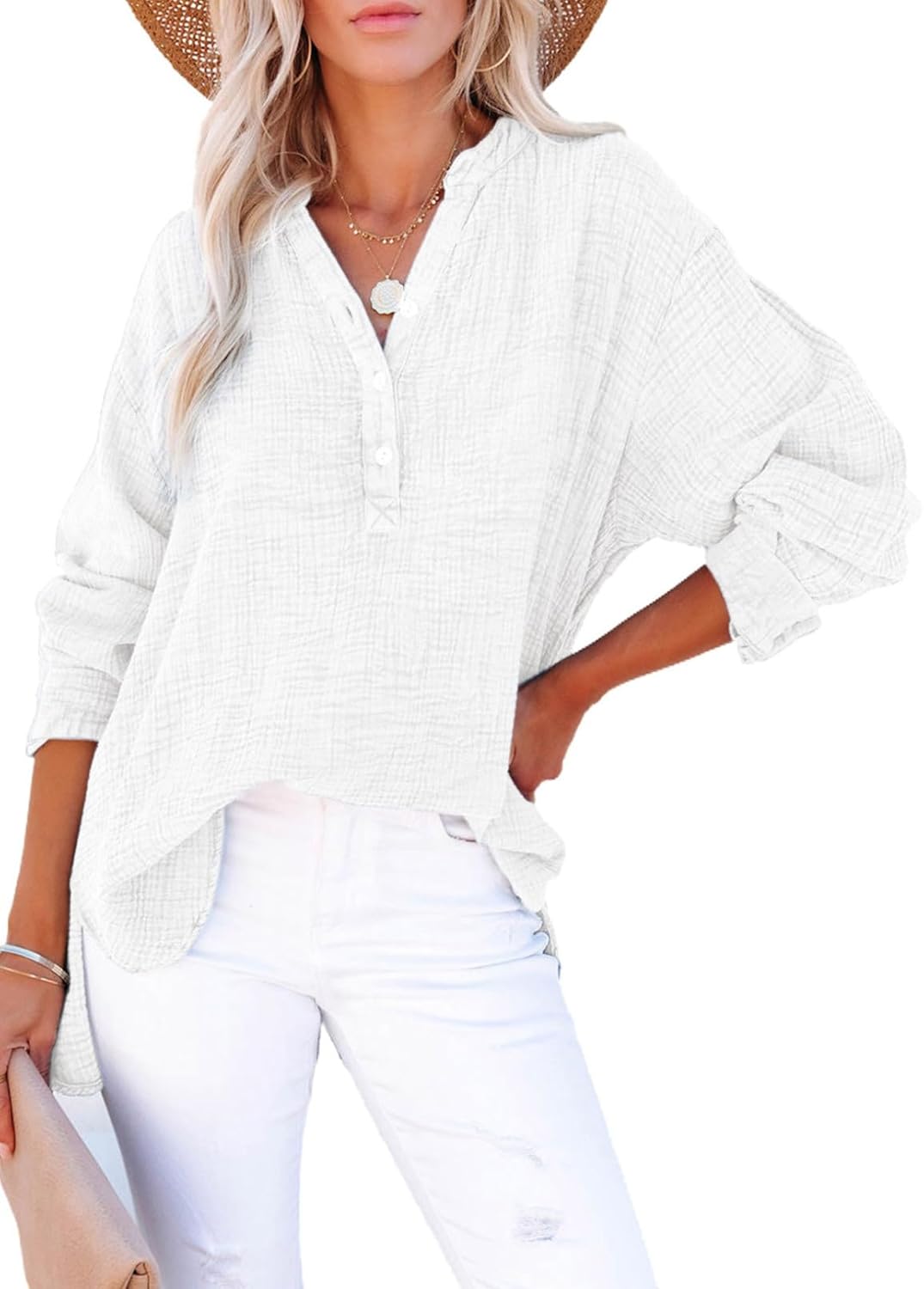 💃LIMITED TIME SALE 50% OFF 💖Women's Casual Gaze Button Down Collar Long Sleeve Top