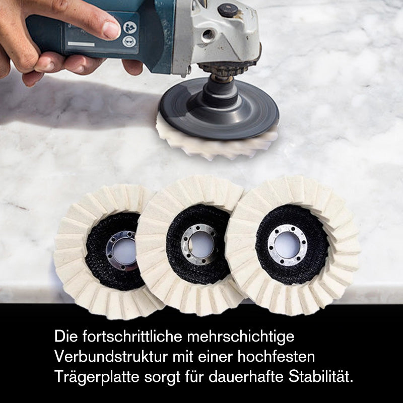📢📢50 % Rabatt!! 🧽✨ Wollpolierscheibe für Winkelschchleifer – Hochglanz-Spiegelfinish! 🚀⚡