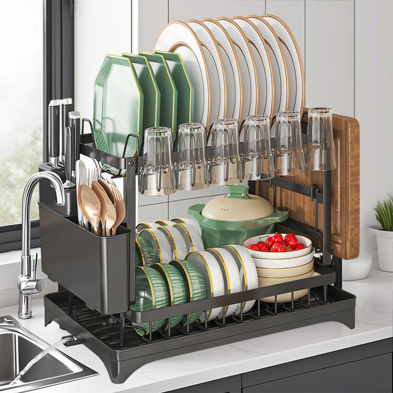 🍽️💧 2-in-1 Geschirr-Abtropfregal mit Ablaufschale – maximale Fläche, minimaler Platz, schnell trocken ⚡⏰ 50% Rabatt – letzte Chance!