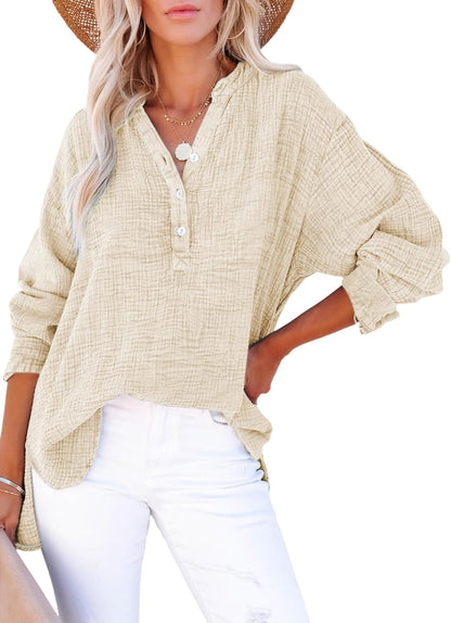 💃LIMITED TIME SALE 50% OFF 💖Women's Casual Gaze Button Down Collar Long Sleeve Top