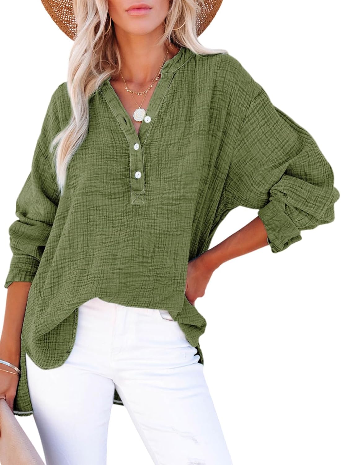 💃LIMITED TIME SALE 50% OFF 💖Women's Casual Gaze Button Down Collar Long Sleeve Top