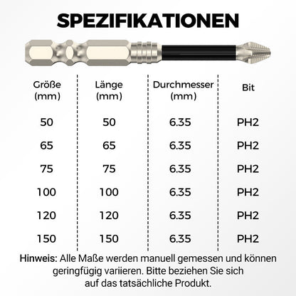 💥Sechskant-Bitsatz mit rutschhemmender Gewindestruktur, schlagfest & hochmagnetisch(HRC 62)