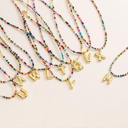 💜LETZTER TAG DER AKTION – 50 % RABATT💜🌈 Buchstaben-Perlenkette für Damen🔤A-Z