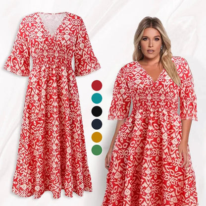 🔥 LAST DAY SALE 49% RABATT🔥💃Bohemian Vintage V-Ausschnitt Floral Lässige Lange Kleider
