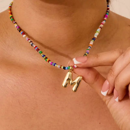 💜LETZTER TAG DER AKTION – 50 % RABATT💜🌈 Buchstaben-Perlenkette für Damen🔤A-Z