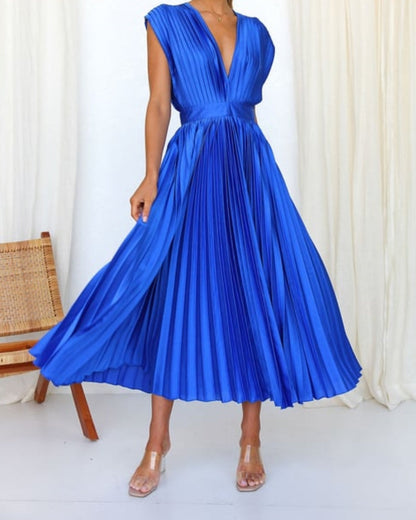 🔥 Zeitlich begrenzter 55% Rabatt💃 Drapiertes Faltenrockkleid mit V-Ausschnitt