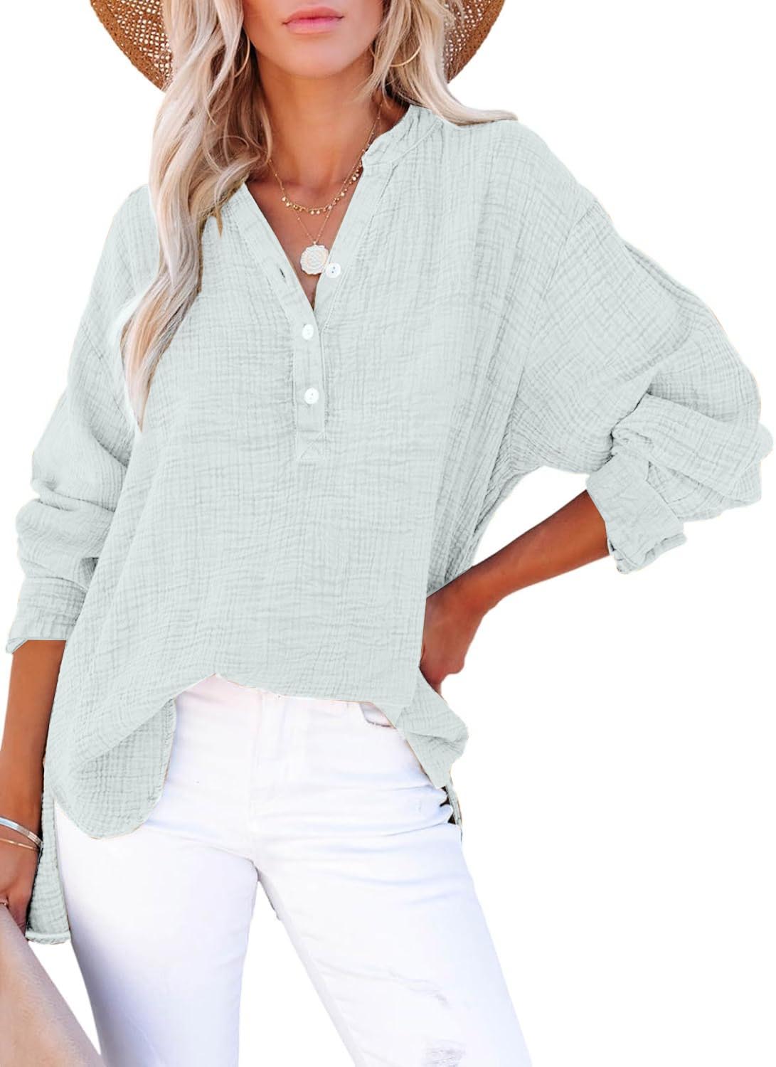 💃LIMITED TIME SALE 50% OFF 💖Women's Casual Gaze Button Down Collar Long Sleeve Top