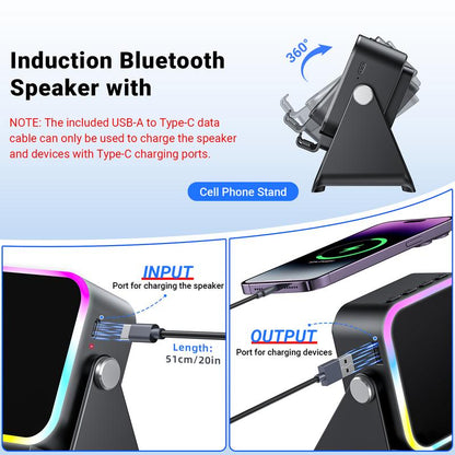 🔥 50% Rabatt 🔥🎵 5-in-1 Bluetooth-Lautsprecher mit Induktionsfunktion & verstellbarem Handyhalter