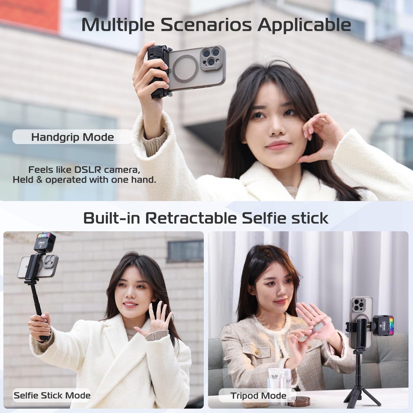 📱✨Ausziehbares Selfie Stick Stativ im Taschenformat mit abnehmbarer Fernbedienung