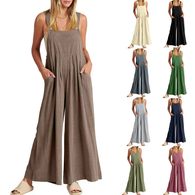 🥰Buy 2 Get 10% OFF🥰 Ärmelloser Jumpsuit für Damen mit weitem Bein und Taschen