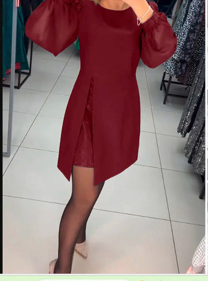 56%Rabatte💥Schlichtes, elegantes, sexy, seidiges Langarmkleid🌸