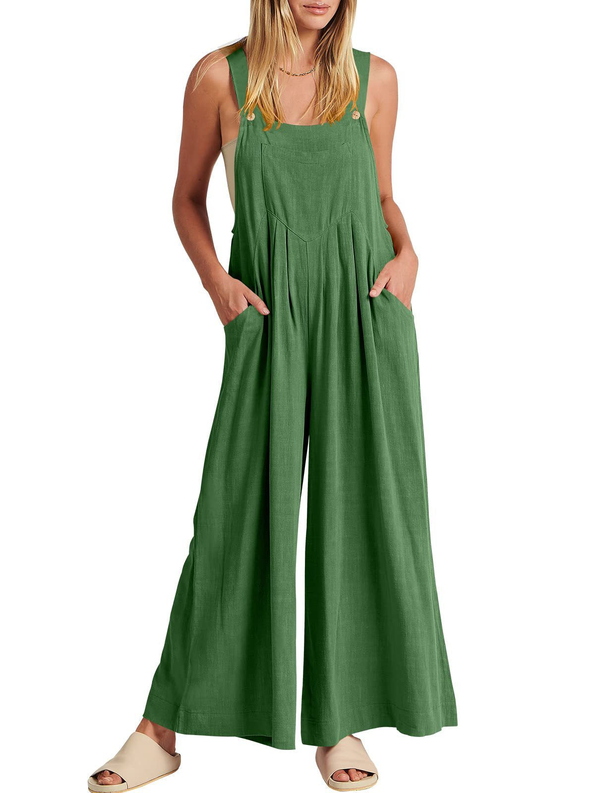 🥰Buy 2 Get 10% OFF🥰 Ärmelloser Jumpsuit für Damen mit weitem Bein und Taschen