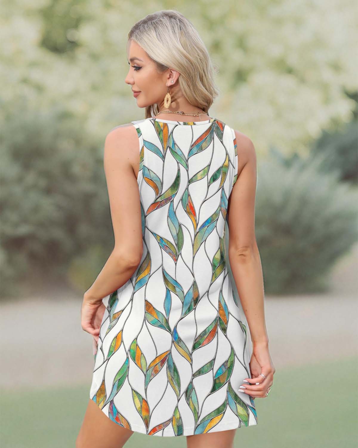 💖LAST DAY SALE 50% OFF💖Summer Printed V-Neck Sleeveless Beach Dress
