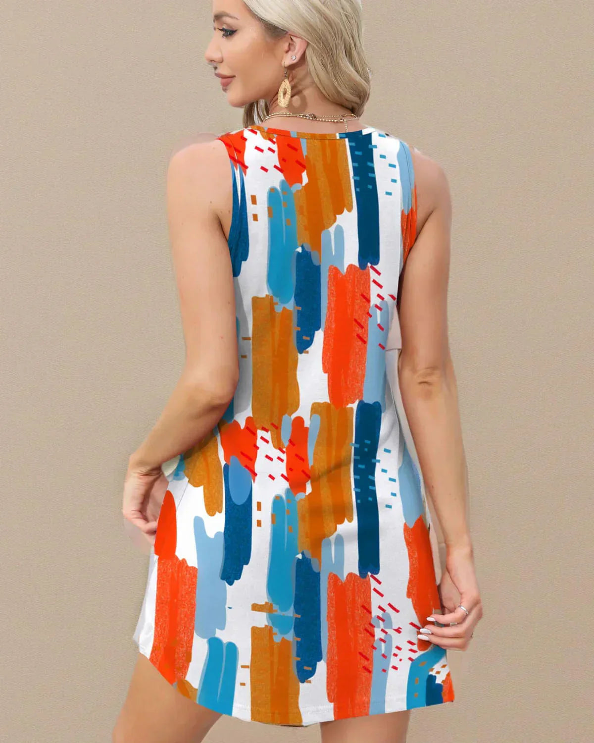 💖LAST DAY SALE 50% OFF💖Summer Printed V-Neck Sleeveless Beach Dress