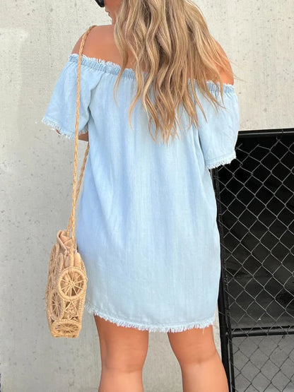 Kurzärmeliges, lässiges Denim-Kleid
