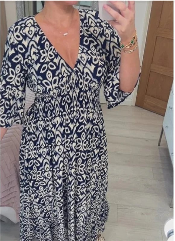 🔥 LAST DAY SALE 49% RABATT🔥💃Bohemian Vintage V-Ausschnitt Floral Lässige Lange Kleider