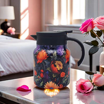 💥Teethermoskanne mit Vintage-Blumenmuster – Integriertes Teesieb✨