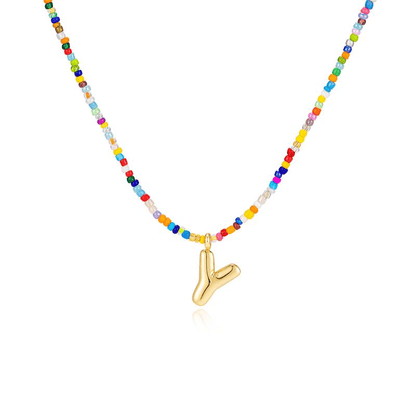 💜LETZTER TAG DER AKTION – 50 % RABATT💜🌈 Buchstaben-Perlenkette für Damen🔤A-Z