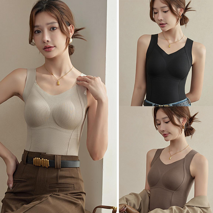 🌟Verdicktes, warmes Tanktop mit integrierter BH-Einlage