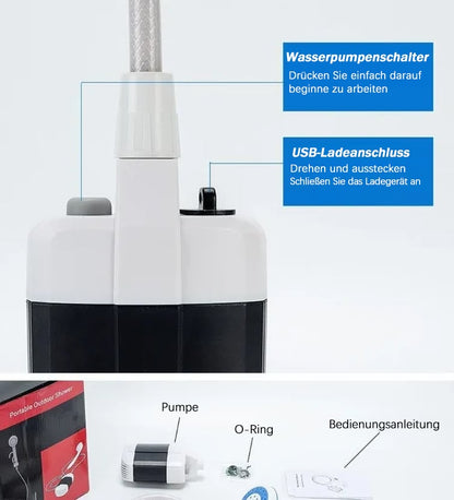 🚿 Frisch bleiben im Freien - 50% OFF - 🔥 Tragbare Campingdusche mit einstellbarem Durchfluss - für eine einfache und bequeme Reinigung im Freien!