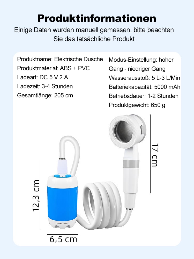 🚿 Frisch bleiben im Freien - 50% OFF - 🔥 Tragbare Campingdusche mit einstellbarem Durchfluss - für eine einfache und bequeme Reinigung im Freien!