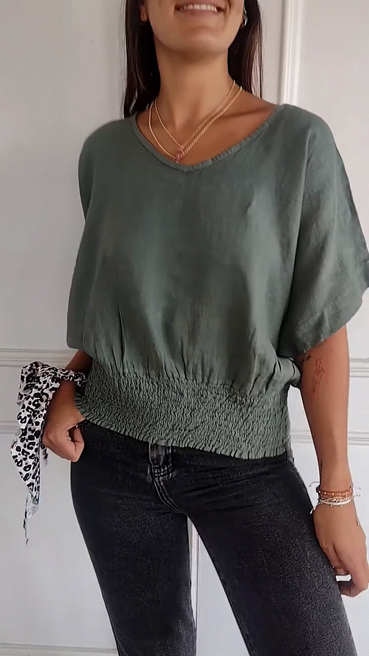 🔥Sommer-Hot-Sale 49% Rabatt🔥Bequemes tailliertes T-Shirt mit V-Ausschnitt