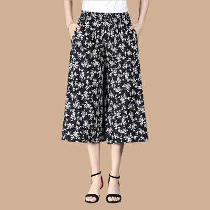 🔥KOSTENLOSER VERSAND BEI KAUF VON 2🔥 Damen Culottes aus Chiffon mit hohem elastischem Bund und weitem Bein, plissiert.