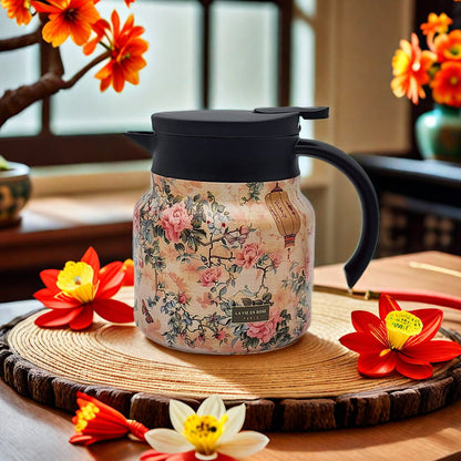 💥Teethermoskanne mit Vintage-Blumenmuster – Integriertes Teesieb✨
