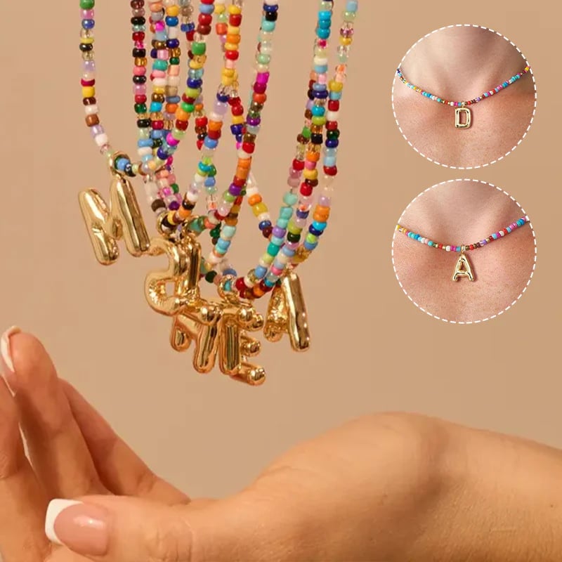 💜LETZTER TAG DER AKTION – 50 % RABATT💜🌈 Buchstaben-Perlenkette für Damen🔤A-Z