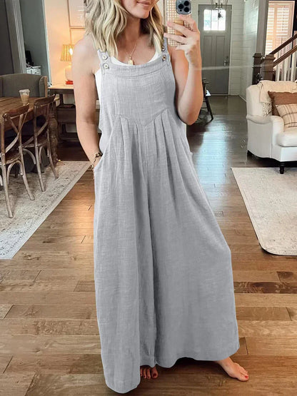 🥰Buy 2 Get 10% OFF🥰 Ärmelloser Jumpsuit für Damen mit weitem Bein und Taschen