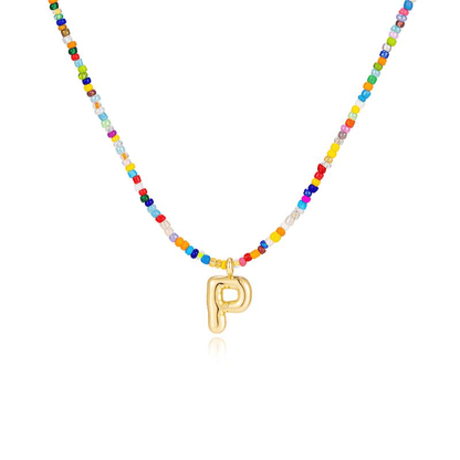 💜LETZTER TAG DER AKTION – 50 % RABATT💜🌈 Buchstaben-Perlenkette für Damen🔤A-Z