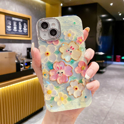 iPhone-Hülle mit Ölgemälde Blumen und Linsenschutz