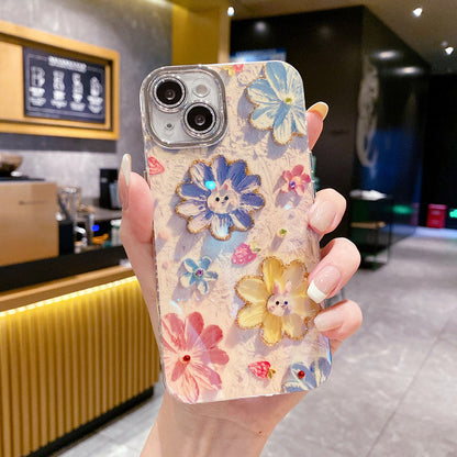 iPhone-Hülle mit Ölgemälde Blumen und Linsenschutz