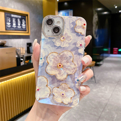 iPhone-Hülle mit Ölgemälde Blumen und Linsenschutz