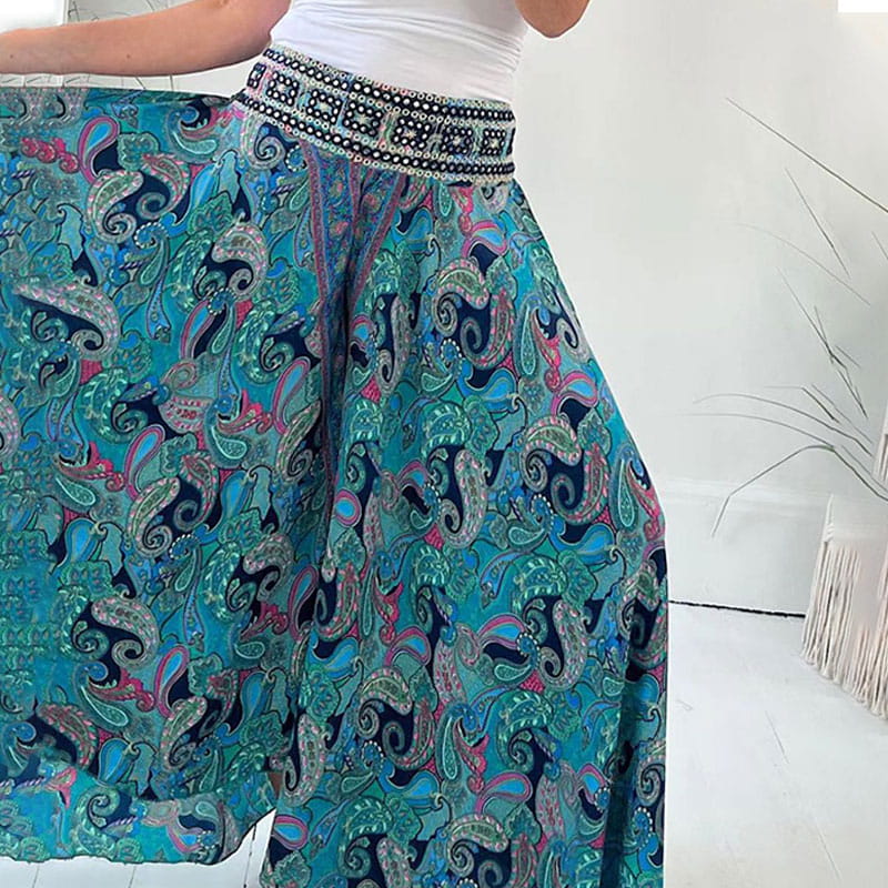 🔥💃50% Ermäßigung👗Hose mit elastischer Taille und ethnischem Druck
