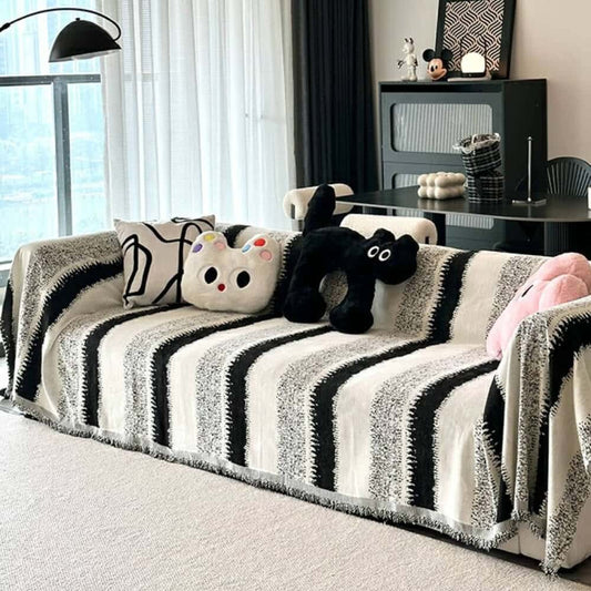 🏡Trendy gestreifte Chenille Atmungsaktive Sofa Schutz Couch Abdeckung