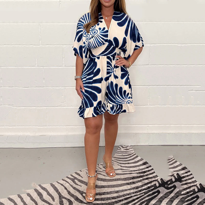 ⏳24-Stunden-Lieferung💥Lässiger, kurzer Jumpsuit mit Pflanzenprint für Damen