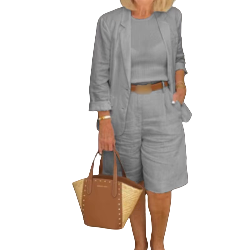💥Kostenloser Versand💕Elegantes Set aus Leinenshorts und Blazer für Damen