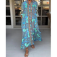 Modisches bedrucktes Maxikleid mit seitlichem Schlitz