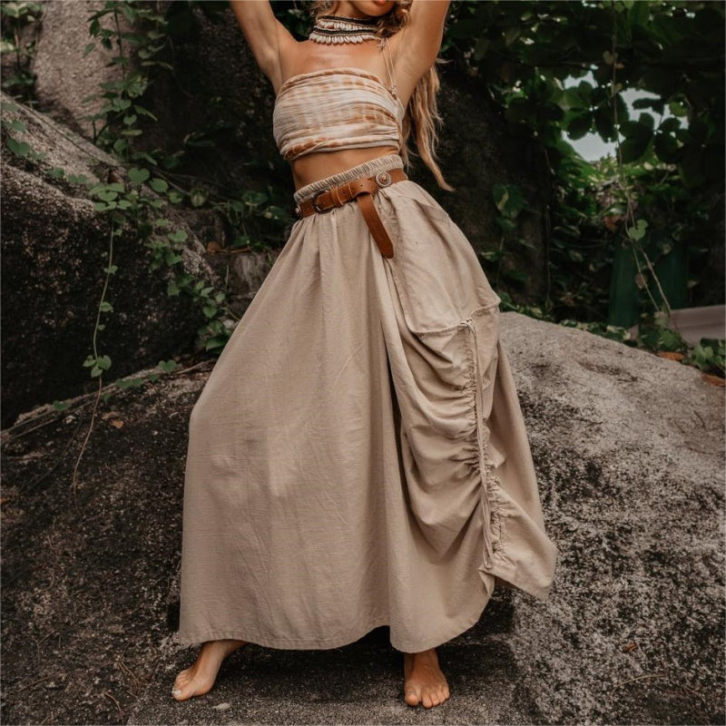 🔥50 % RABATT 💕Lässiger Maxirock für Damen mit seitlichem Kordelzug