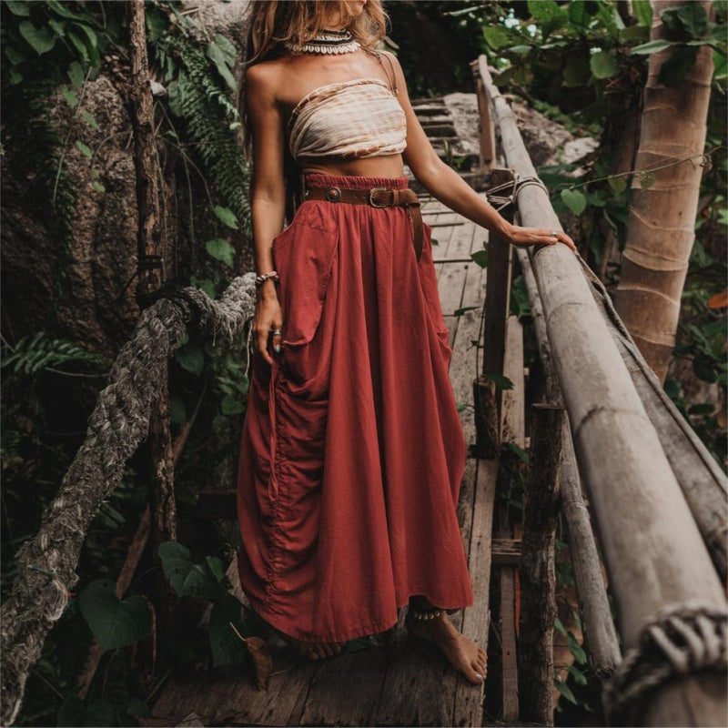 🔥50 % RABATT 💕Lässiger Maxirock für Damen mit seitlichem Kordelzug