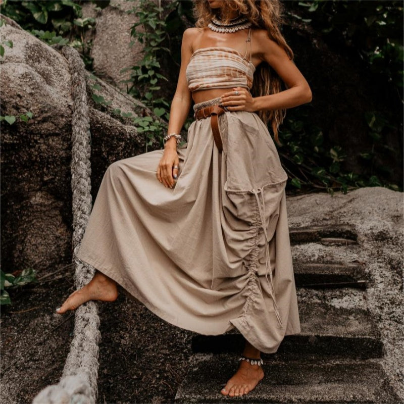 🔥50 % RABATT 💕Lässiger Maxirock für Damen mit seitlichem Kordelzug