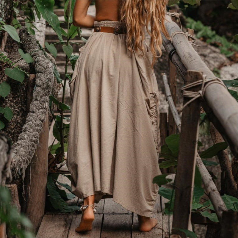 🔥50 % RABATT 💕Lässiger Maxirock für Damen mit seitlichem Kordelzug