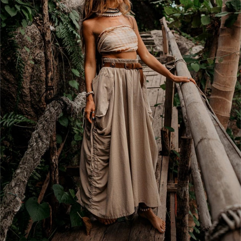 🔥50 % RABATT 💕Lässiger Maxirock für Damen mit seitlichem Kordelzug