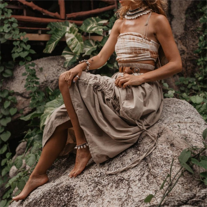 🔥50 % RABATT 💕Lässiger Maxirock für Damen mit seitlichem Kordelzug