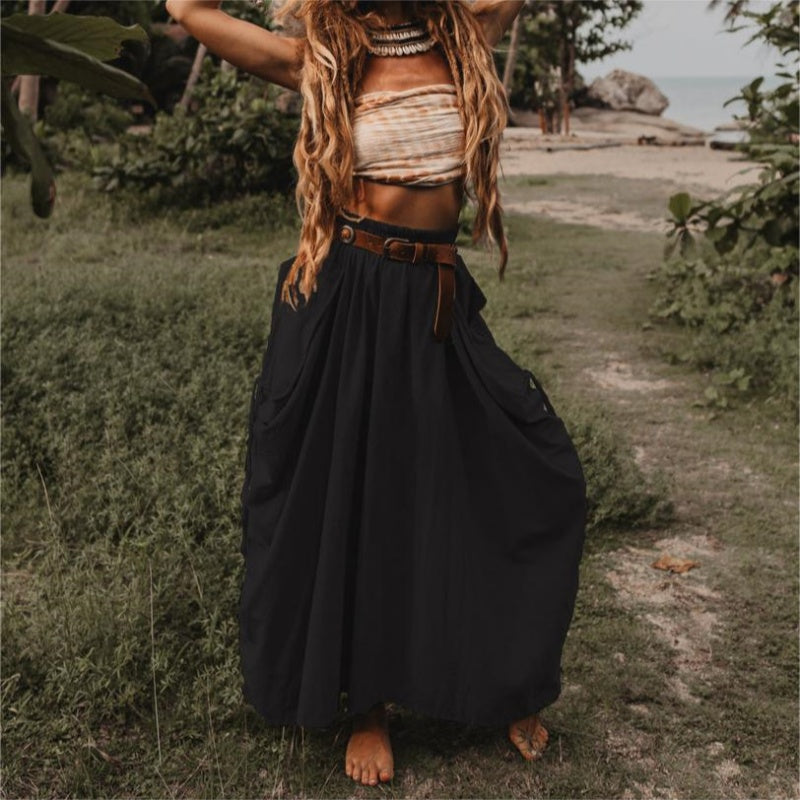 🔥50 % RABATT 💕Lässiger Maxirock für Damen mit seitlichem Kordelzug