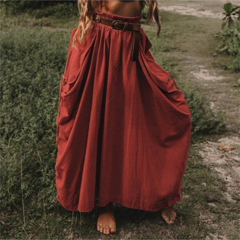 🔥50 % RABATT 💕Lässiger Maxirock für Damen mit seitlichem Kordelzug