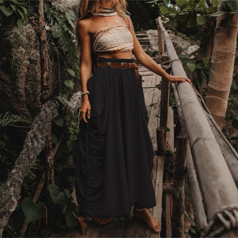 🔥50 % RABATT 💕Lässiger Maxirock für Damen mit seitlichem Kordelzug