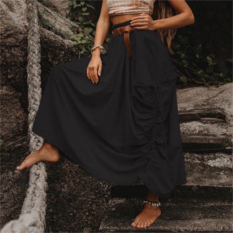 🔥50 % RABATT 💕Lässiger Maxirock für Damen mit seitlichem Kordelzug